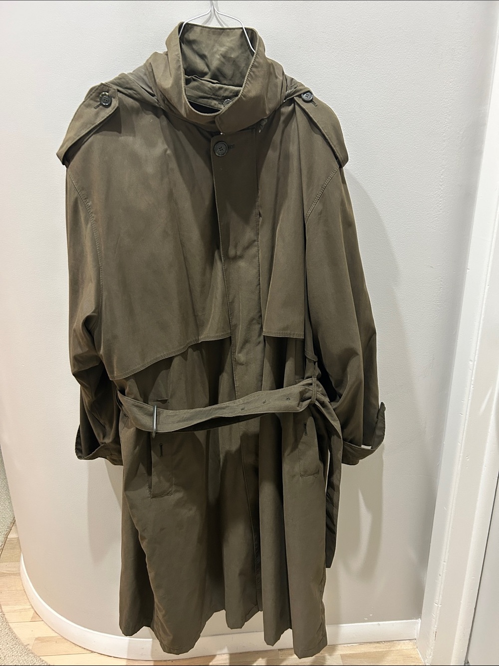 Vintage London Fog Olive Green Trench Coat with Belt